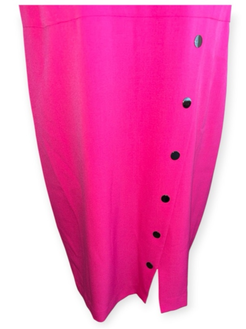 Hot Pink Sleeveless Shift Dress with Side Button Detail, P2P: 23” - Picture 2 of 9